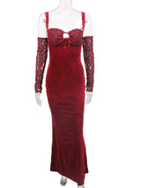 VELVET MAXI DRESS IN WINE