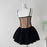 rebecca Black Corset Lace Flare Mini Dress