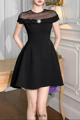 molly black tulle off-shoulder a-line mini dress