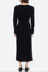 wallis black v-neck bow cutout velvet midi dress