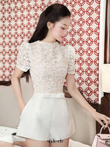 murray Lace patchwork jumpsuit in white