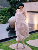 Mera Sleeveless Diamond Chain Cake evening Dress