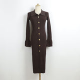 xaviera Contour V Neck Long Sleeve Knit Mini Dress