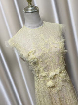 jennifer Lace Flower embellished maxi Dress in yellow