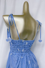 simona Embroidered stripes midi dress in blue