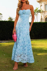 samantha Hollow Out Sleeveless maxi Dress in blue