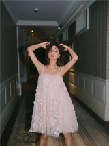 Zola Pink Flower Embroidered Loose doll Party Dress