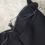 rita Rhinestone Bodycon strapless Bandage mini dress in black