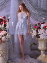 Vivi Light Blue Sleeveless Chiffon Banquet Dress