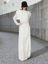 beryl pleated Knitted Fabric Maxi Dress in white