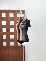 elma furry embellished Turtleneck Bodysuit in black