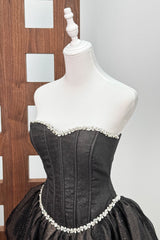 debby Tube Top Fishbone Mesh Tulle Tutu mini dress in black