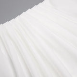 rita Metallic Double Ball Long-Sleeve High-Slit maxi Dress in white