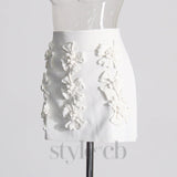 WHITE ANAXANDRA WHITE FLOWER MINI SKIRT