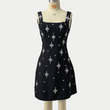 adora Sleeveless Diamond Bow Bandage Mini Dress in black