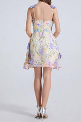 georgia 3d Floral Lace mini Dress in purple