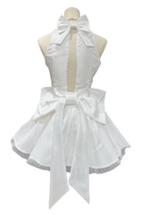 nora off-shoulder Backless lace bow mini dress in white