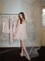 Zola Pink Flower Embroidered Loose doll Party Dress