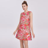 hilary multicolor floral embroidery sleeveless mini dress