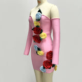 Eigra 3d Flower Tube Top Mini Dress