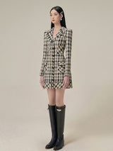 ophelia Houndstooth Tweed Mini Dress