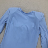 vicky Knitted long sleeves backless bodycon maxi dress in blue