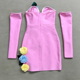 Eigra 3d Flower Tube Top Mini Dress