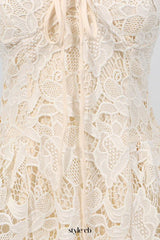 Lace hollow Sleeveless Mini Dress in yellow