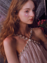 Mera Sleeveless Diamond Chain Cake evening Dress