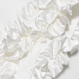 WHITE RUFFLE SATIN DRESS