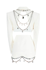 Sabine crystal-embellished jacket & skirt matching set
