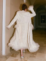 Retro Square Collar Plant and Flower Tie Coat