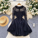 Green Embroidered Flared Mini Dress