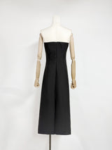 suzanne Appliqué Floral Bustier Maxi Dress in black