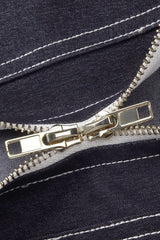 haltered corseted midi dress denim in navy blue