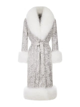 Sliver Tie Long Sleeve Long Fur Autumn Coat