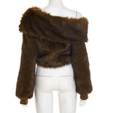 stacey One Shoulder Furry Top