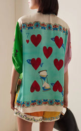lesley Patterned Silk Shorts shirt set