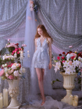 Vivi Light Blue Sleeveless Chiffon Banquet Dress