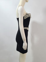 rita Rhinestone Bodycon strapless Bandage mini dress in black