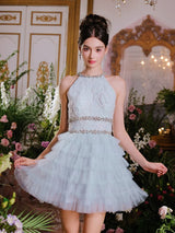 Sleeveless halter layered party Dress