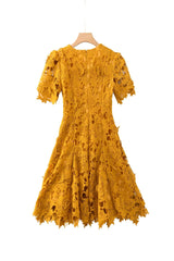 sylvia orange Beaded hollow crochet mini dress