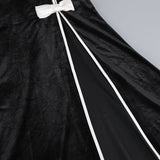 victoria Bow Cascade Velvet Maxi Dress in black