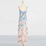 xaviera pleated silk chiffon gown in blue