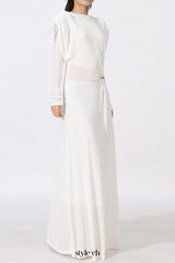 beryl pleated Knitted Fabric Maxi Dress in white