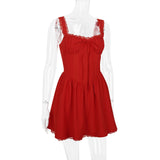 LACE CORSET MINI DRESS IN WHITE