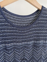 hollow striped sleeveless knit midi dress in Royal Blue