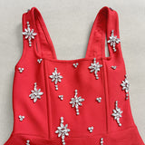 adora Sleeveless Diamond Bow Bandage Mini Dress in red