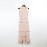 mildred Pink Textured Knit Maxi Dress & Cardigan Set