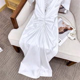 alexandra satin Corset Dress in white